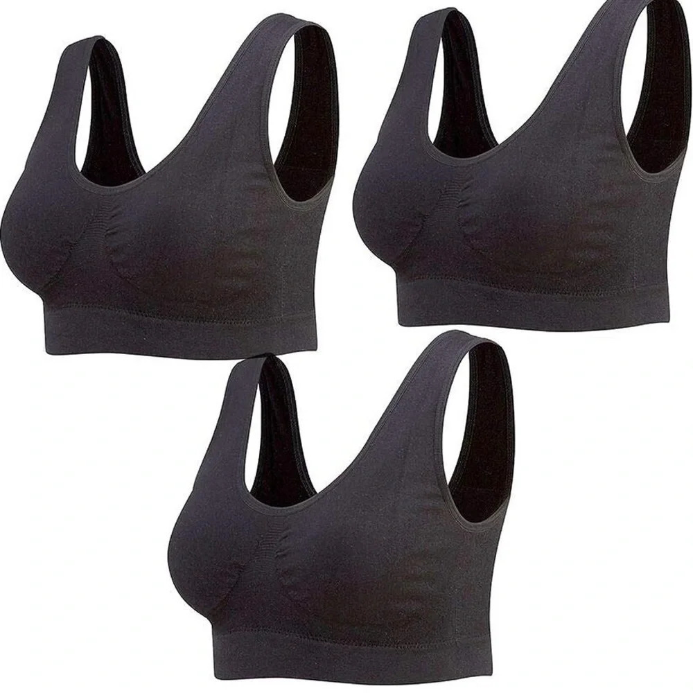 3-Pack Seamless Sports Bra Wirefree Yoga Bra with Removable Pads Medium NWT - Picture 3 of 9
